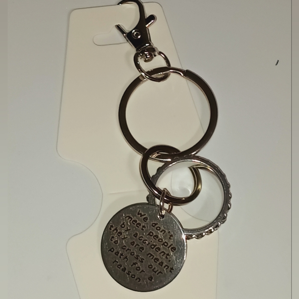 Silver Tone Circle Keychain with Inspirational Disk